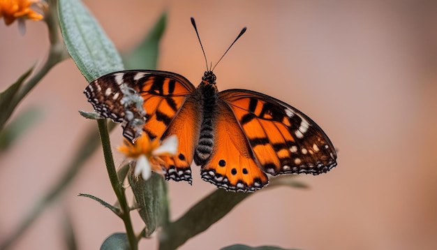 Un beau papillon avec des textures intéressantes sur une orange