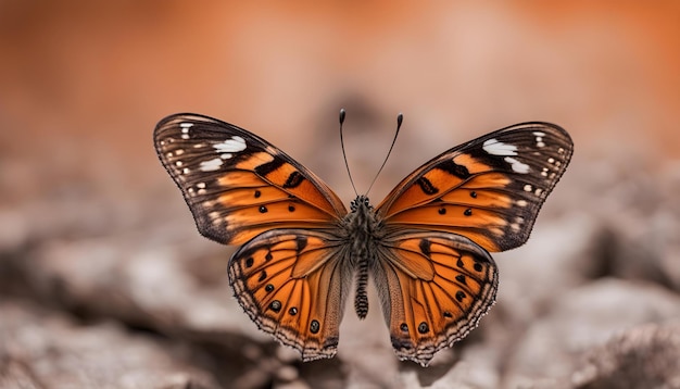 Un beau papillon avec des textures intéressantes sur une orange