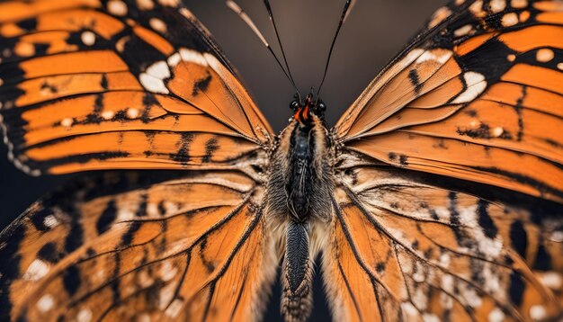 Un beau papillon avec des textures intéressantes sur une orange