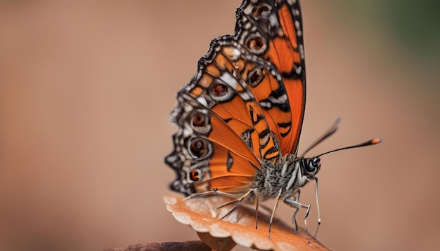 Un beau papillon avec des textures intéressantes sur une orange