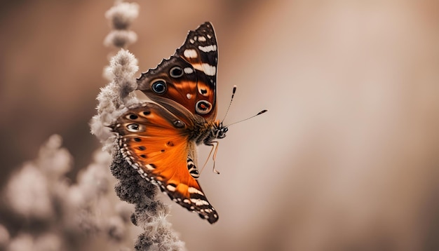 Un beau papillon avec des textures intéressantes sur une orange