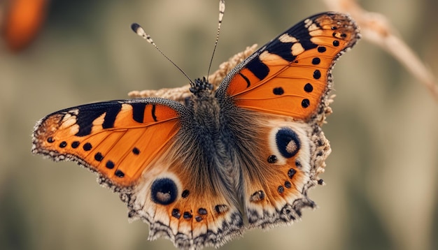 Un beau papillon avec des textures intéressantes sur une orange