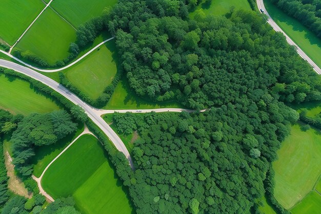 Beau paysage aérien sur un fond vert Beau paysage Beau paysage naturel Arrière-plan naturel Transport aérien Vue aérienne Vue supérieure