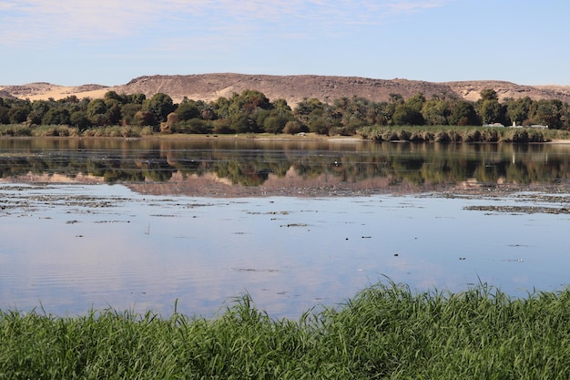 Beau paysage au Nil à Assouan, Egypte