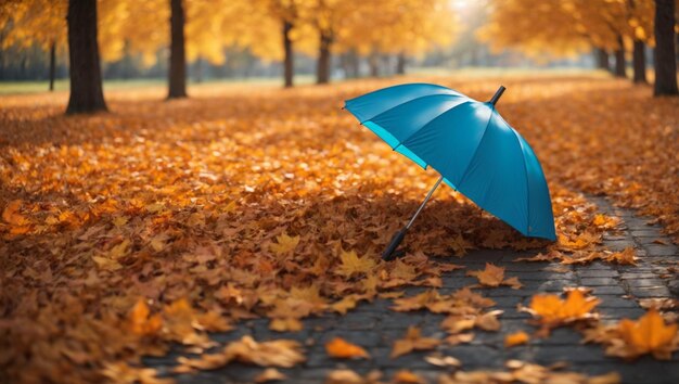 Beau paysage d'automne à l'arrière-plan Tapis de feuilles d' automne orange tombées dans le parc