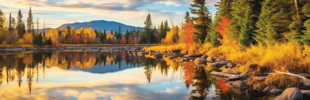 Photo beau paysage d'automne coloré fond d'écran d'automne saisonnier generative ai