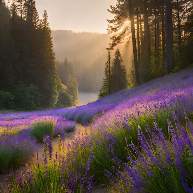 Beau paysage d'automne dans les montagnes avec des fleurs roses Sunrise