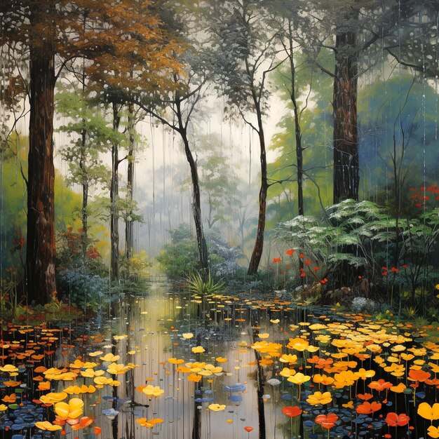 Photo beau paysage d'automne dans le style monet