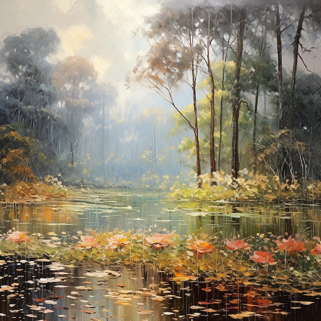Beau paysage d'automne dans le style Monet