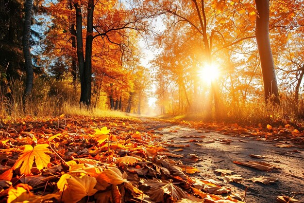 Photo beau paysage d'automne fond scène de nature vintage en saison d'automne