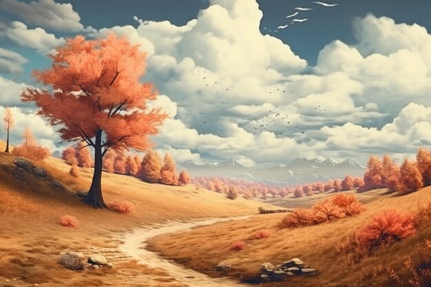 Photo le beau paysage d'automne