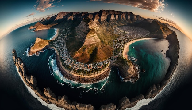 Beau paysage Le Cap Afrique du Sud Art généré par Ai