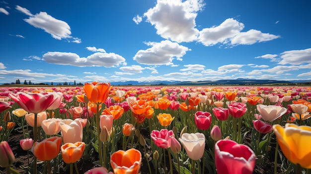 beau paysage de champ de fleurs