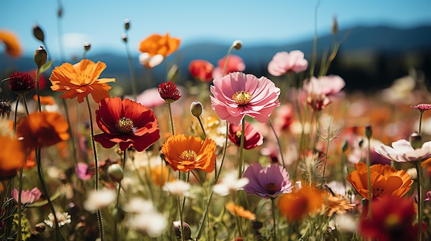 beau paysage de champ de fleurs