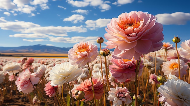 beau paysage de champ de fleurs