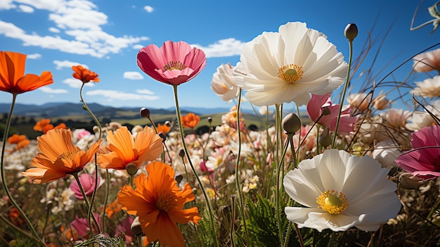 beau paysage de champ de fleurs