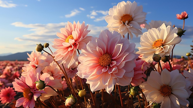 beau paysage de champ de fleurs