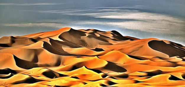 Photo beau paysage désertique avec des dunes de sable