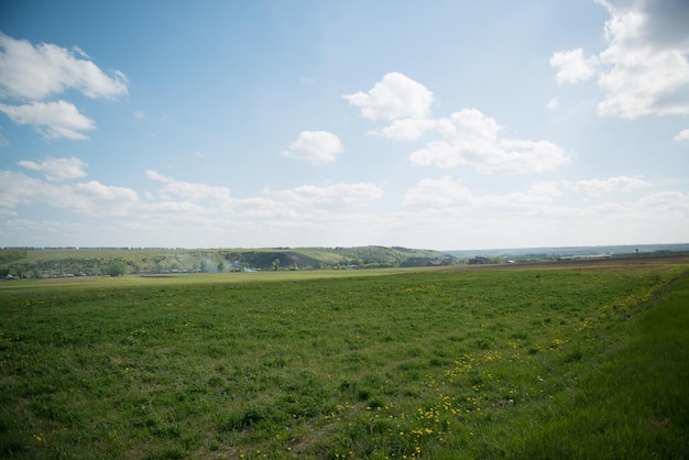 Beau paysage du terrain en été avec espace de copie