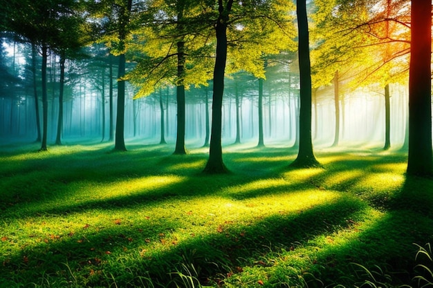 beau paysage de forêt magique