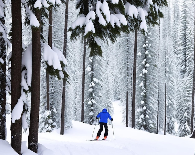 beau paysage d'hiver de ski avec des arbres couverts de neige