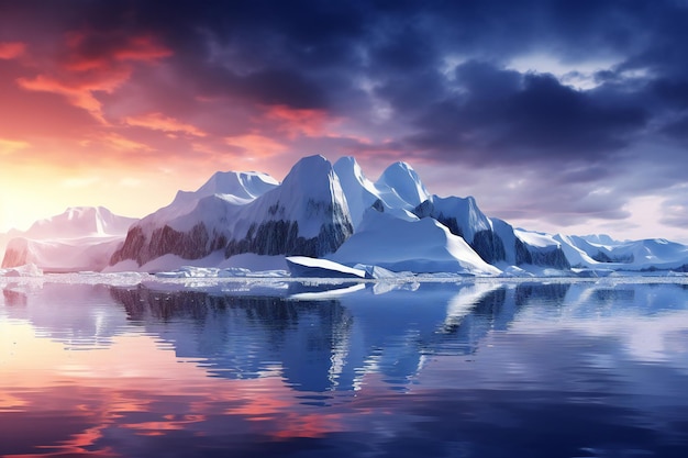 Beau paysage avec des icebergs dans l'océan