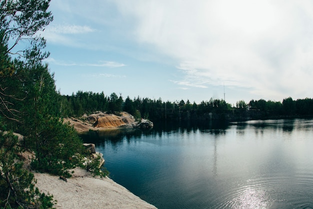 Beau paysage avec lac et arbres