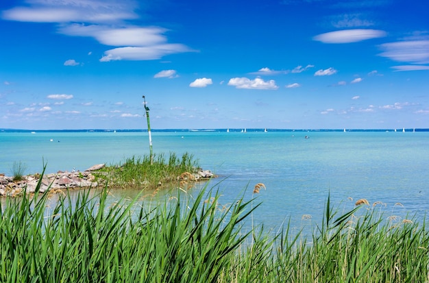 Beau paysage de lac d'été avec de l'eau turquoise