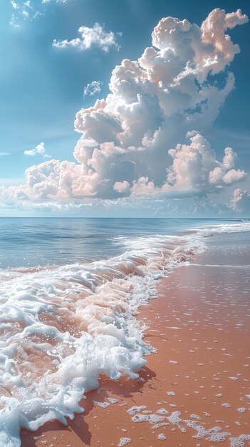 Photo beau paysage marin avec des nuages blancs et un ciel bleu