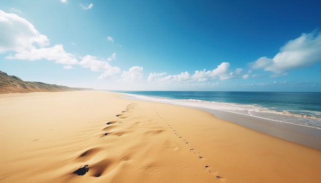 Beau paysage marin avec plage de sable avec quelques palmiers et lagon bleu