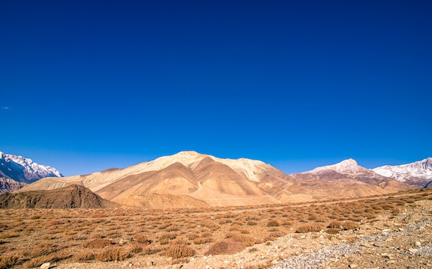 beau paysage montagne colline à Mustang, Népal