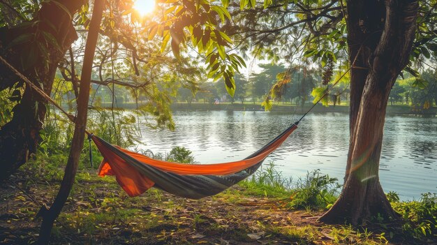 beau paysage de montagne tentes de touristes sur les collines ruisseaux forêts de mer