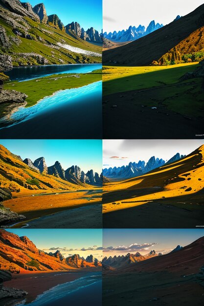 Beau paysage photographie fond d'écran fond pics lac canyon ciel nuages blancs