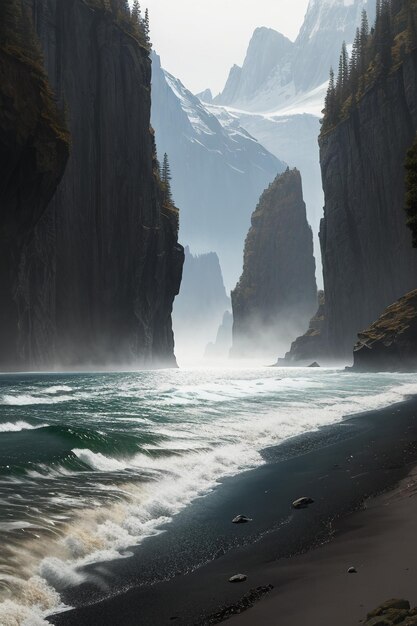 Beau paysage photographie fond d'écran fond pics lac canyon ciel nuages blancs