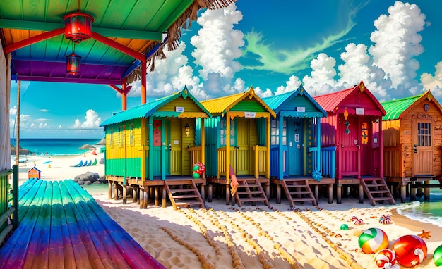 Beau paysage de plage avec du sable avec des vagues bleues de l'océan Littoral AI générative de haute qualité Post-traité