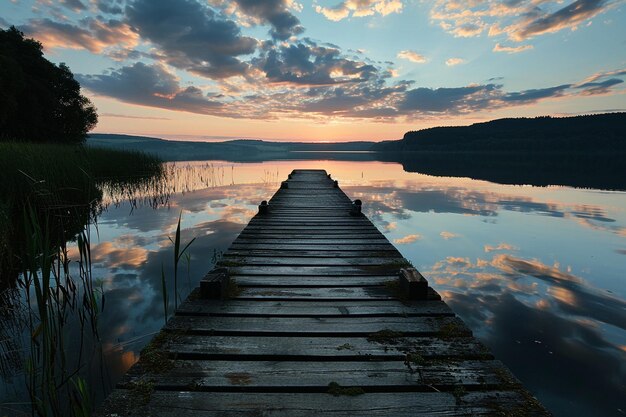 Beau paysage d'un quai en bois