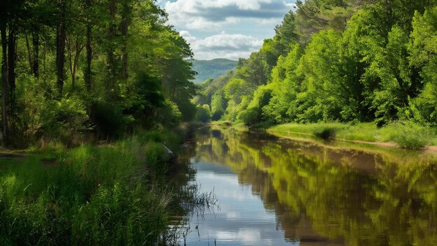 Beau paysage d'une rivière entourée de verdure pendant la journée