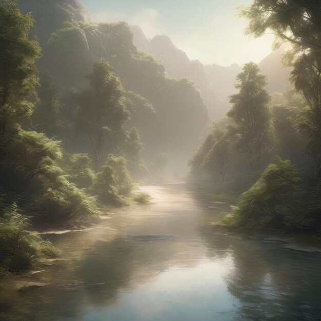 beau paysage avec une rivière et une montagne beau paysage with a river and a mountain