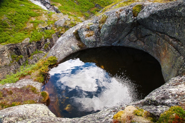 Beau paysage avec trou d'eau à rocj