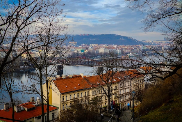 Beau paysage de la ville de Prague et de la rivière Vltava République tchèque