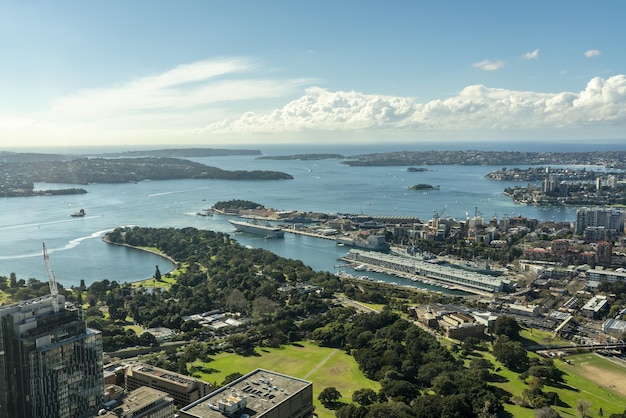 Photo beau paysage de la ville de sydney depuis sydney tower eye australia