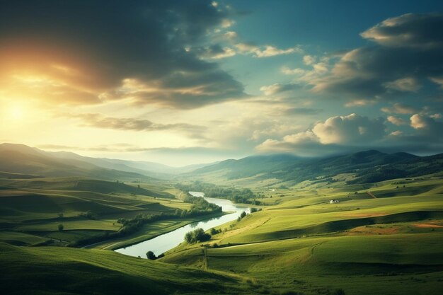 Beau paysage avec une zone blanche pour le texte