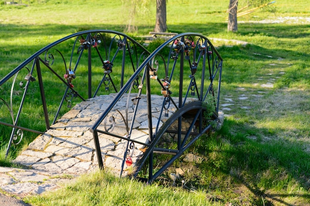 Beau pont sur une crique dans le parc