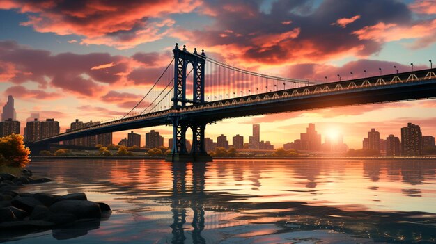 Beau pont de manhattan à new york