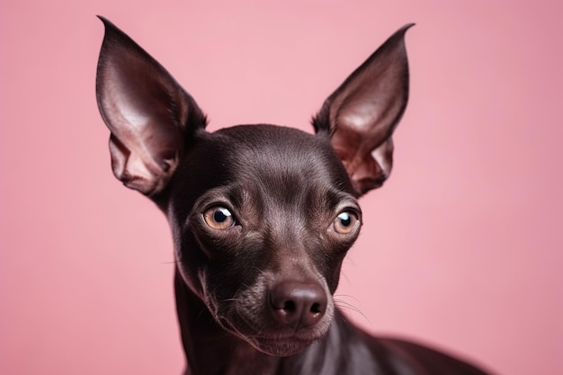 Beau portrait de chien sur fond rose Vue rapprochée Generative AI