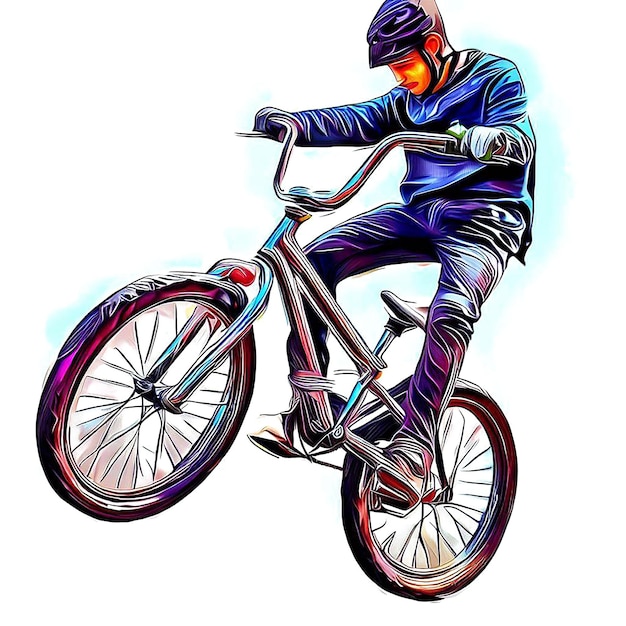 Beau portrait d'un gars de bmx ai image d'illustration numérique d'art vectoriel