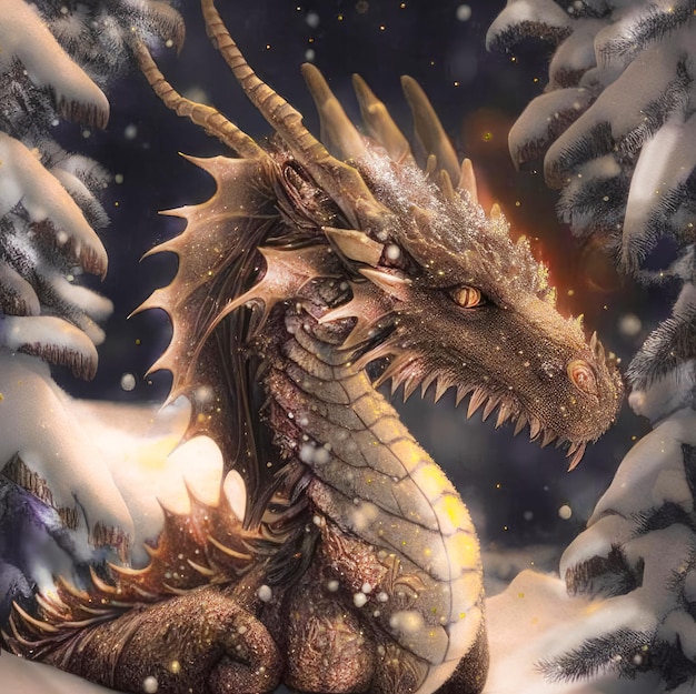 Beau et puissant dragon fantastique Année du dragon selon l'horoscope oriental