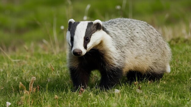 Photo le beau et rare blaireau dans l'habitat naturel de la république tchèque