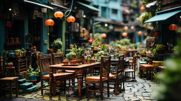 Photo beau restaurant en plein air à vilnius par une belle journée d'été