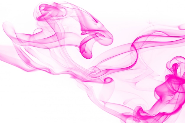 Beau résumé de fumée rose sur fond blanc fo